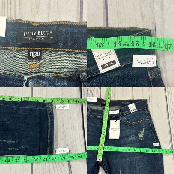 NWT Judy Blue Los Angeles Boyfriend Fit Distressed Jeans Women's 11/30 Stretch - Picture 2 of 10